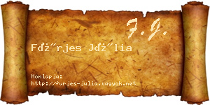 Fürjes Júlia névjegykártya